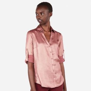 Express Rose Shimmer Portofino Slim Fit Shirt